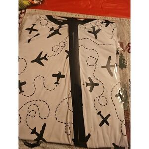 Bamboo Paiamas Zippy Double Zipper  Airplanes Black And White 6 To 12 Months